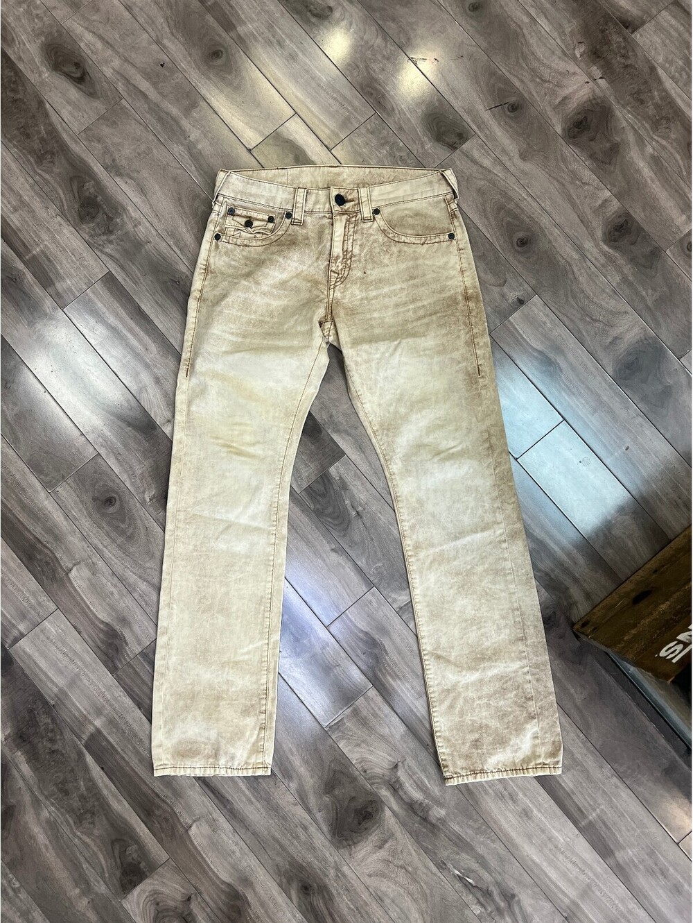 True Religion Straight Section Jeans — Khaki/Tan Wash